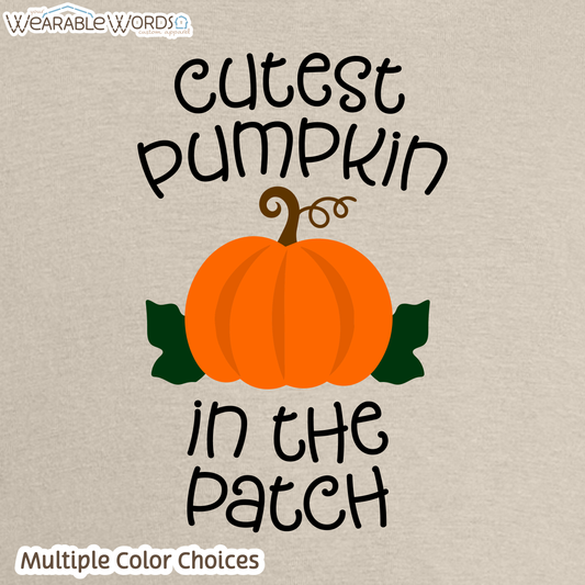 Cutest Pumpkin In The Patch Kids Graphic Tee | Cute Orange Autumn Fall Children's Print | Unisex Youth T-Shirt