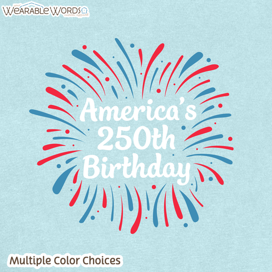 America's 250th Birthday Firework Graphic Tee | Red White & Blue Print | Women's Boxy T-Shirt