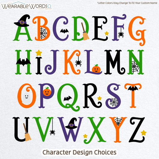 Custom Name Halloween Font Kids Graphic Crewneck | Cute Fun Spooky Colorful Letters Children's Print | Unisex Youth Sweatshirt