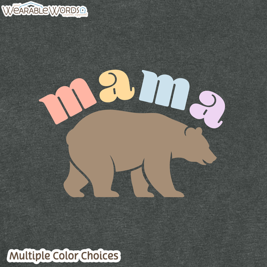 Mama Bear Graphic Tee | Cute Colorful Pastel Print | Women's Boxy T-Shirt
