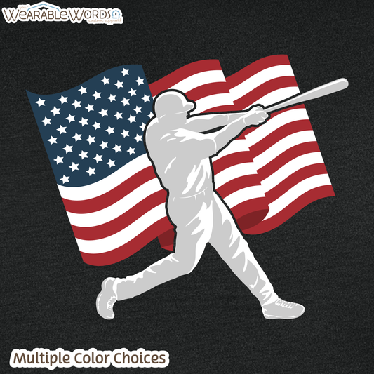 American Flag Baseball Bat Graphic Tee | Red White & Blue Patriotic Print | Unisex T-Shirt