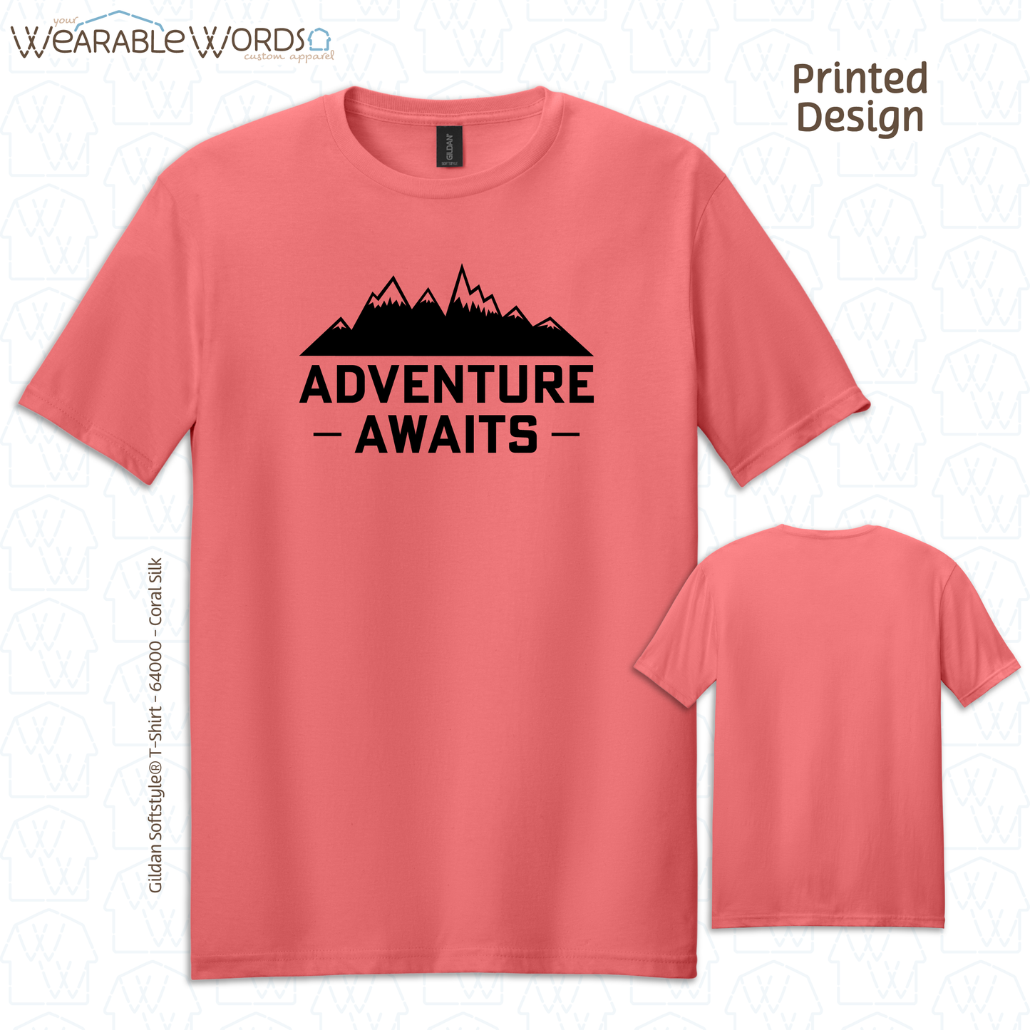 Adventure Awaits Graphic Tee | Vibrant Mountain Hiking Outdoors Print | Unisex T-Shirt