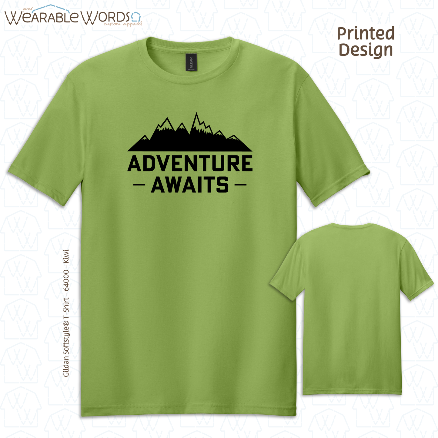 Adventure Awaits Graphic Tee | Vibrant Mountain Hiking Outdoors Print | Unisex T-Shirt