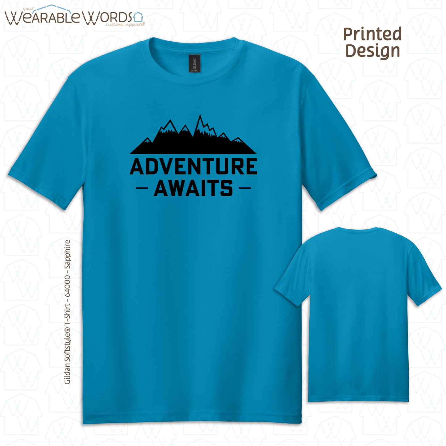 Adventure Awaits Graphic Tee | Vibrant Mountain Hiking Outdoors Print | Unisex T-Shirt
