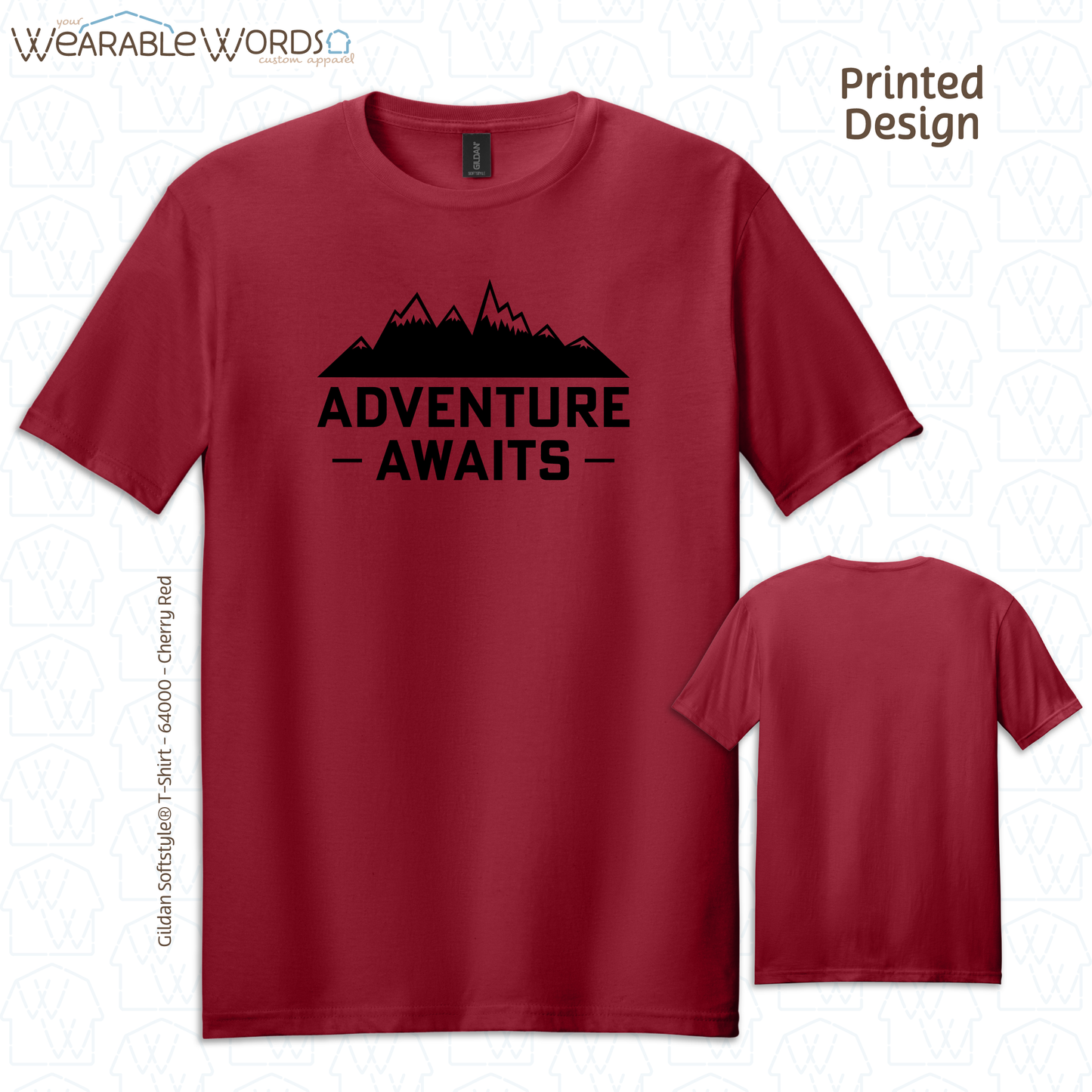 Adventure Awaits Graphic Tee | Vibrant Mountain Hiking Outdoors Print | Unisex T-Shirt