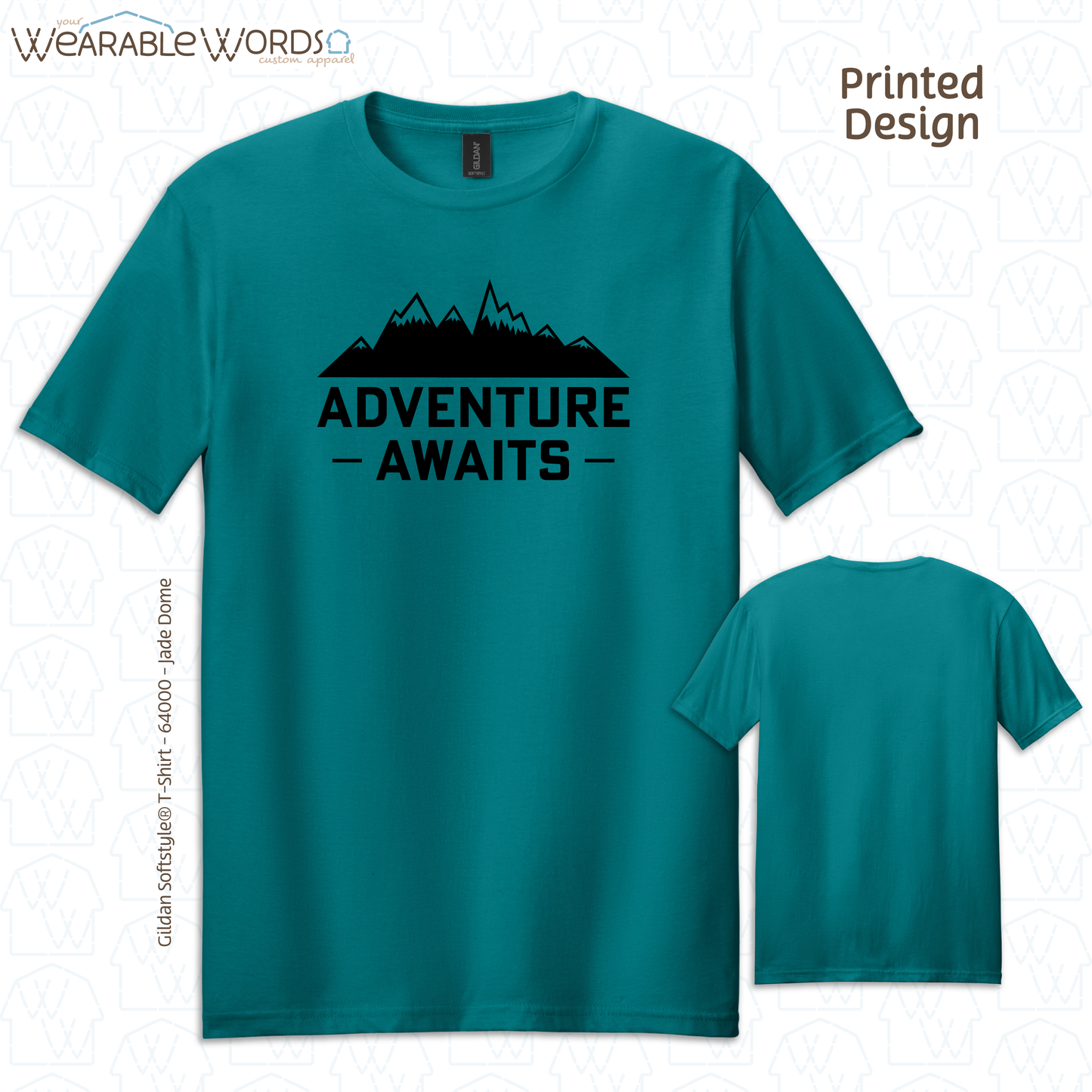 Adventure Awaits Graphic Tee | Vibrant Mountain Hiking Outdoors Print | Unisex T-Shirt