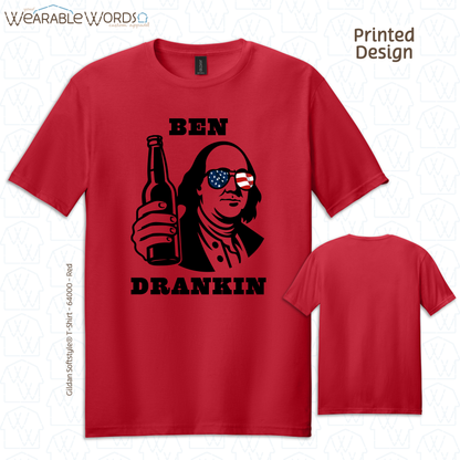 Ben Drankin American Graphic Tee | Funny Red White & Blue USA Flag Print | Unisex T-Shirt