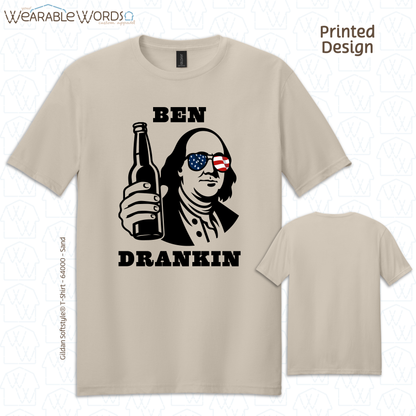 Ben Drankin American Graphic Tee | Funny Red White & Blue USA Flag Print | Unisex T-Shirt