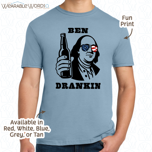 Ben Drankin American Graphic Tee | Funny Red White & Blue USA Flag Print | Unisex T-Shirt