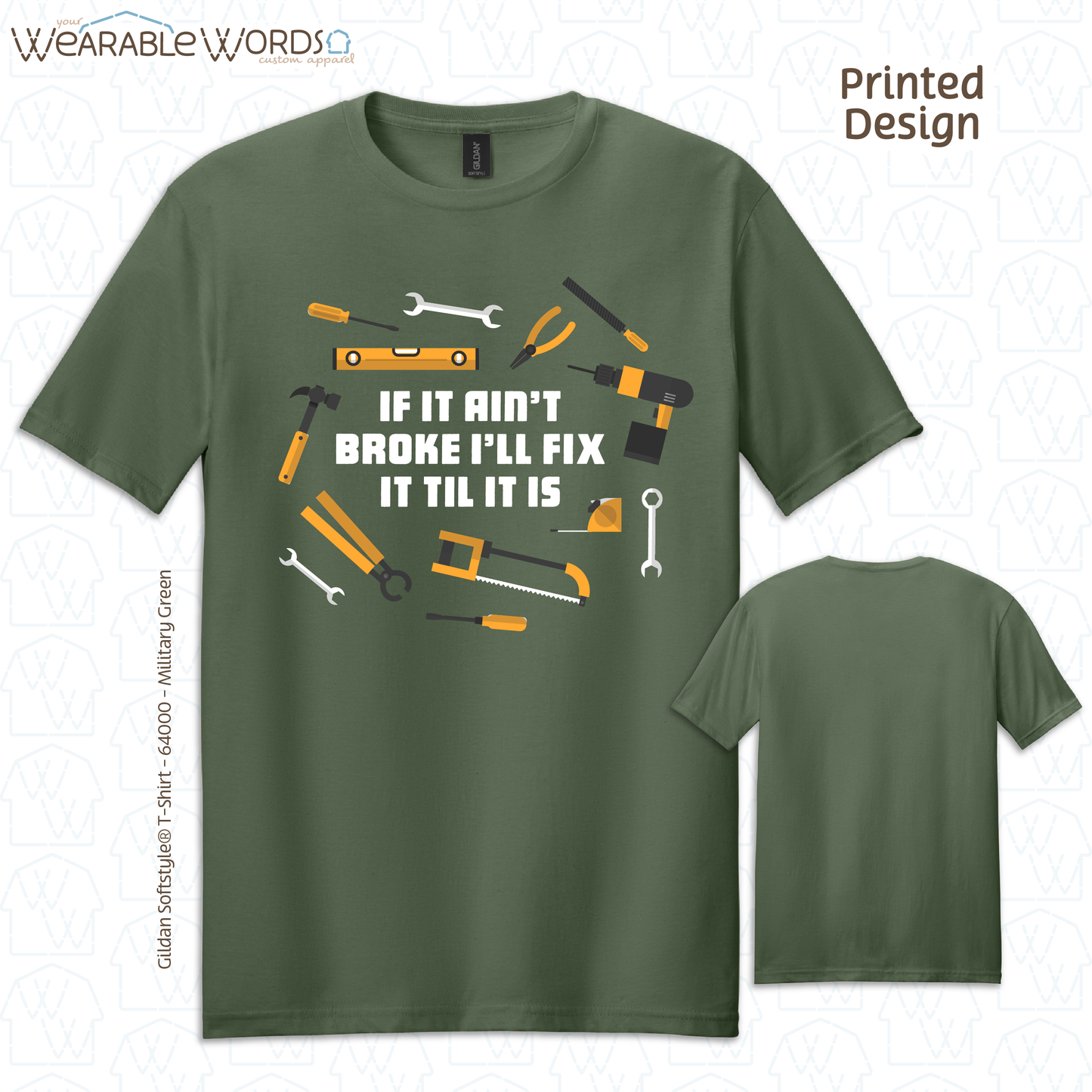 If It Ain't Broke I'll Fix It Til It Is Graphic Tee | Funny Tradesman Construction Tools Print | Unisex T-Shirt