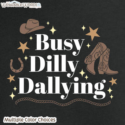 Busy Dilly Dallying Cropped Graphic Tee | Western Cowboy Cowgirl Sparkle Star Print | Women's Crop Top