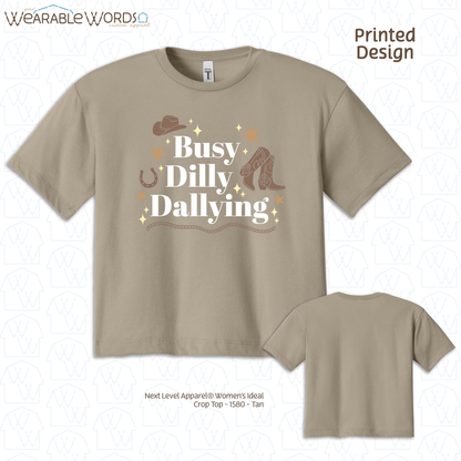 Busy Dilly Dallying Cropped Graphic Tee | Western Cowboy Cowgirl Sparkle Star Print | Women's Crop Top