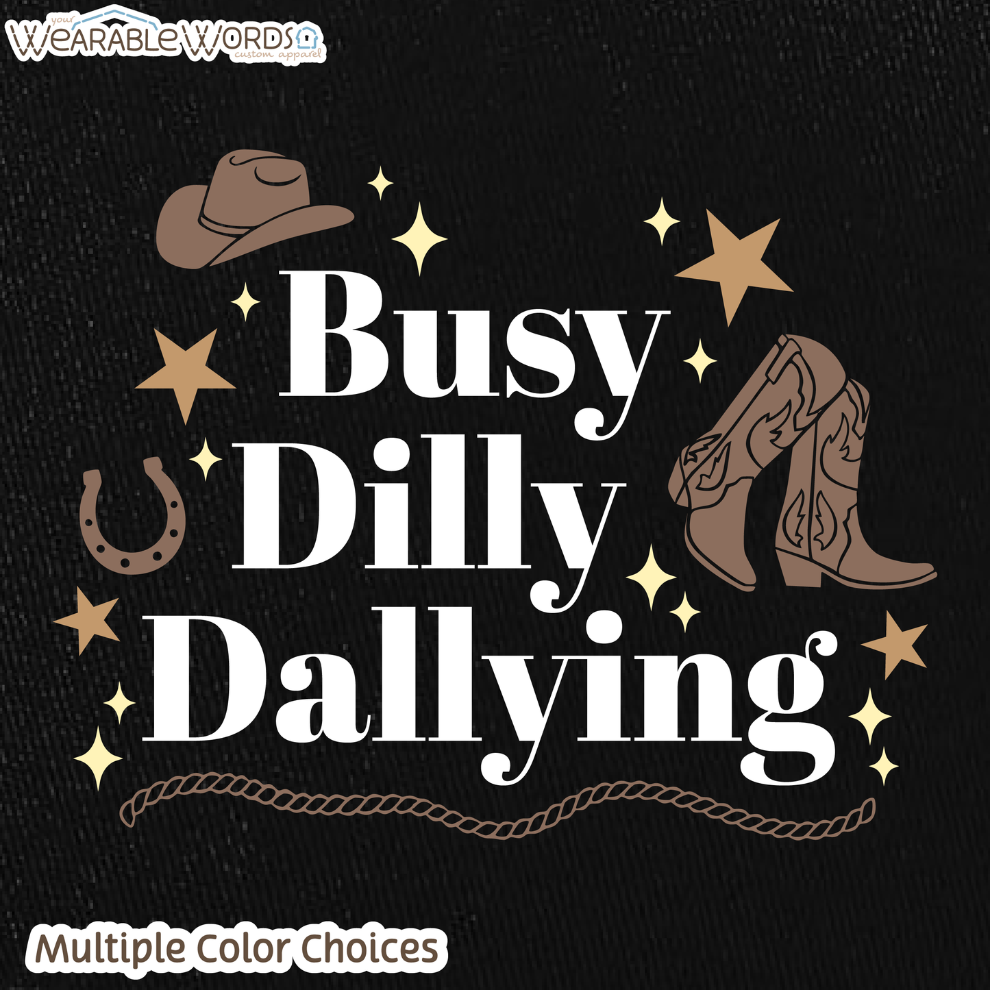 Busy Dilly Dallying Graphic Hat | Western Cowboy Cowgirl Sparkle Star Print | Unisex Mesh Snapback