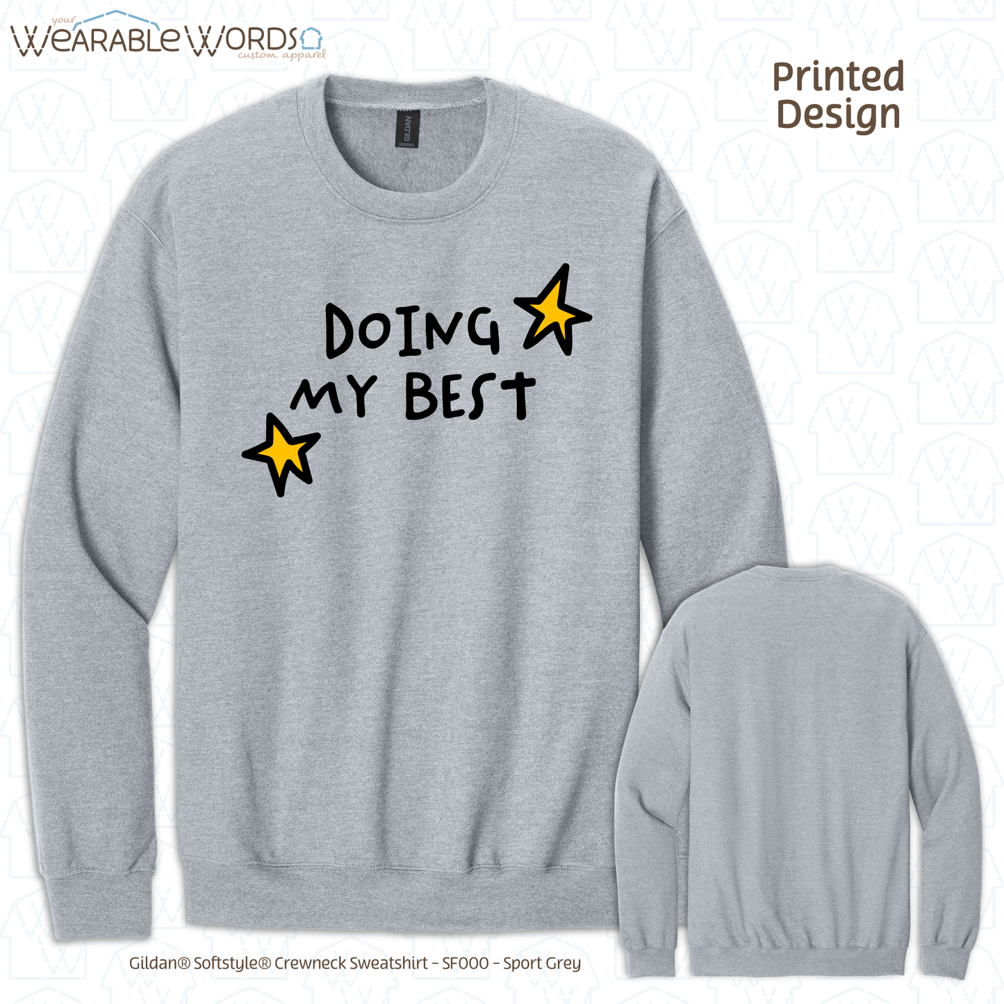 Doing My Best Graphic Crewneck | Silly Hand-Drawn Whimsical Funny Star Doodles Print | Unisex Sweatshirt