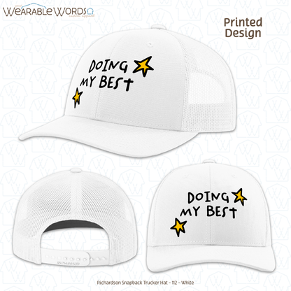 Doing My Best Graphic Hat | Silly Hand-Drawn Whimsical Funny Star Doodles Print | Unisex Mesh Snapback
