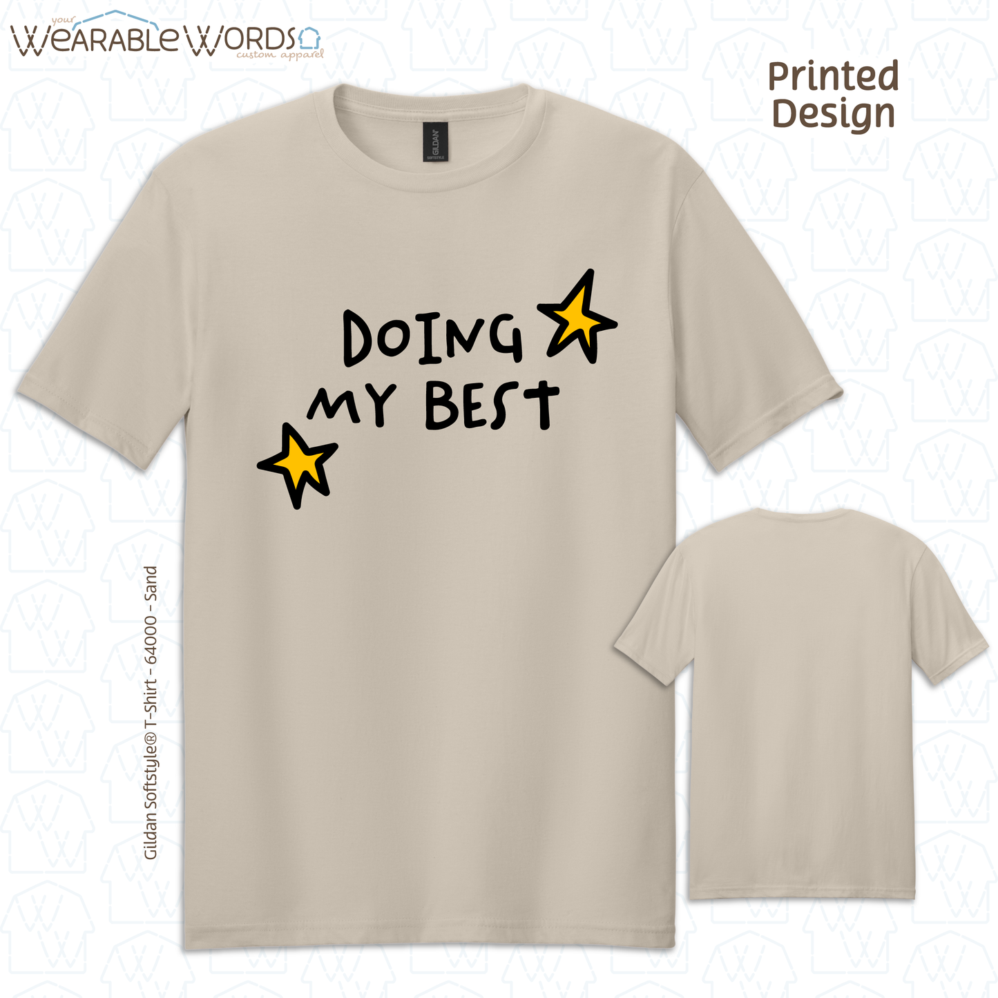 Doing My Best Graphic Tee | Silly Hand-Drawn Whimsical Funny Star Doodles Print | Unisex T-Shirt
