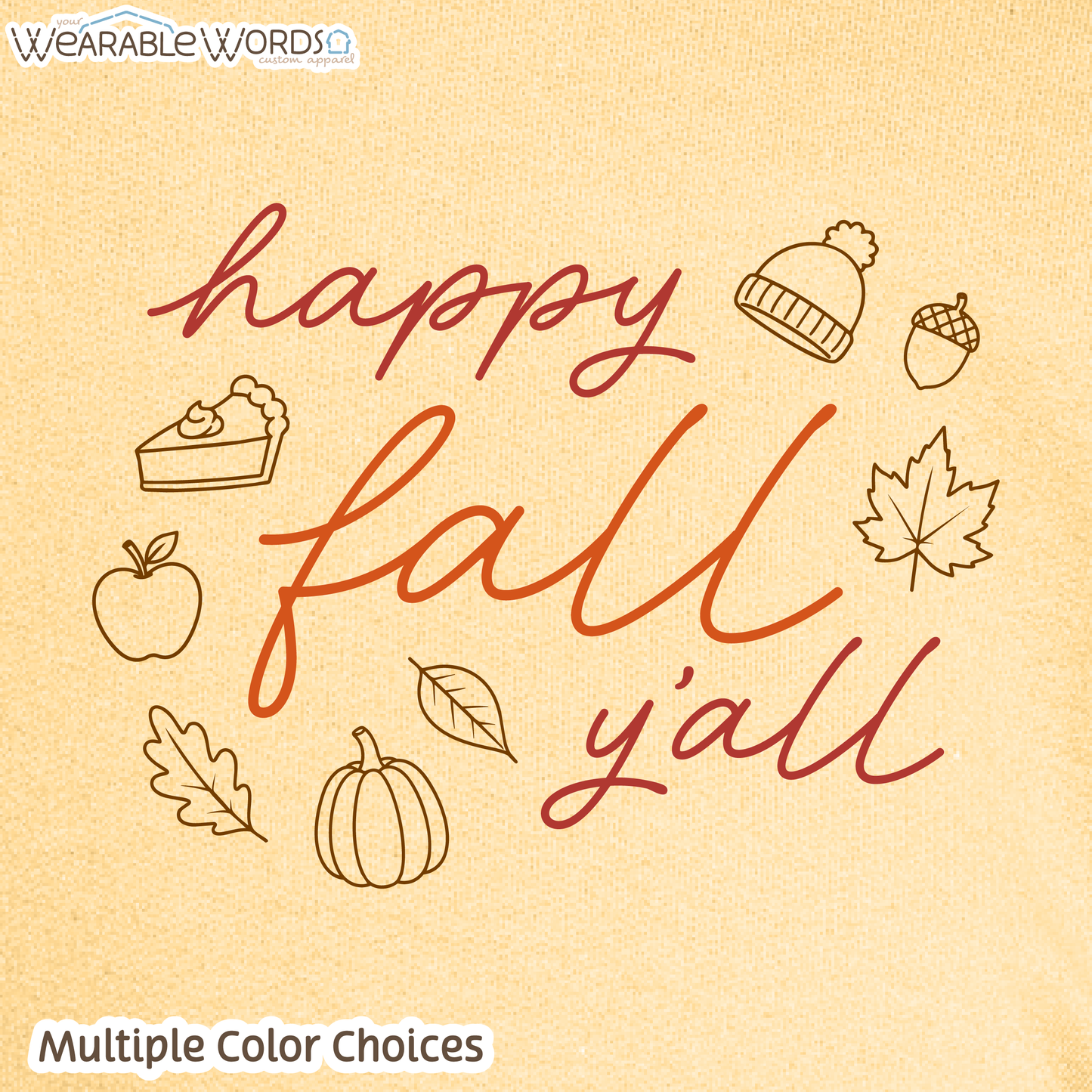 Happy Fall Y'all Graphic Crewneck | Cozy Autumn Cute Script Doodles Print | Unisex Sweatshirt