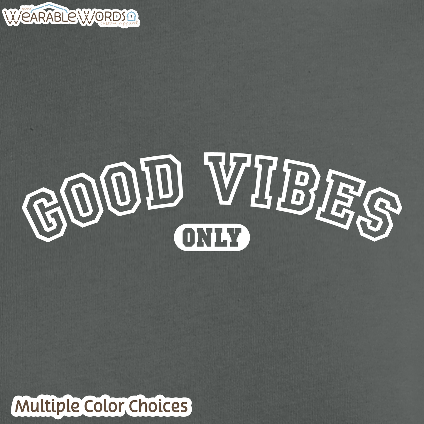 Good Vibes Only Cropped Graphic Tee | Varsity Collegiate Print | Women's Crop Top