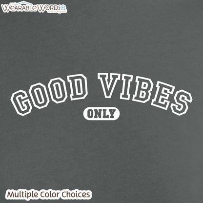 Good Vibes Only Cropped Graphic Tee | Varsity Collegiate Print | Women's Crop Top