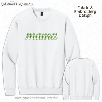 Green Plaid Mama Embroidered Crewneck | White, Grey, or Black Sweatshirt
