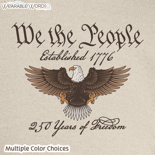 We The People Bald Eagle Graphic Crewneck | Historical American Constitution Script Print | Unisex Sweatshirt