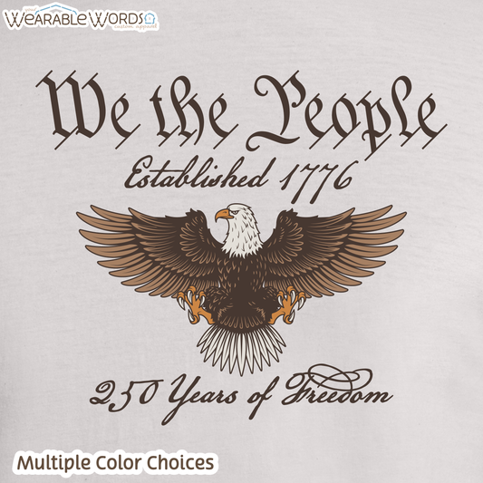 We The People Bald Eagle Graphic Tee | Historical American Constitution Script Print | Unisex T-Shirt