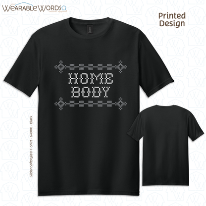 Homebody Graphic Tee | Cross Stitch Sewn Pattern Print | Unisex T-Shirt