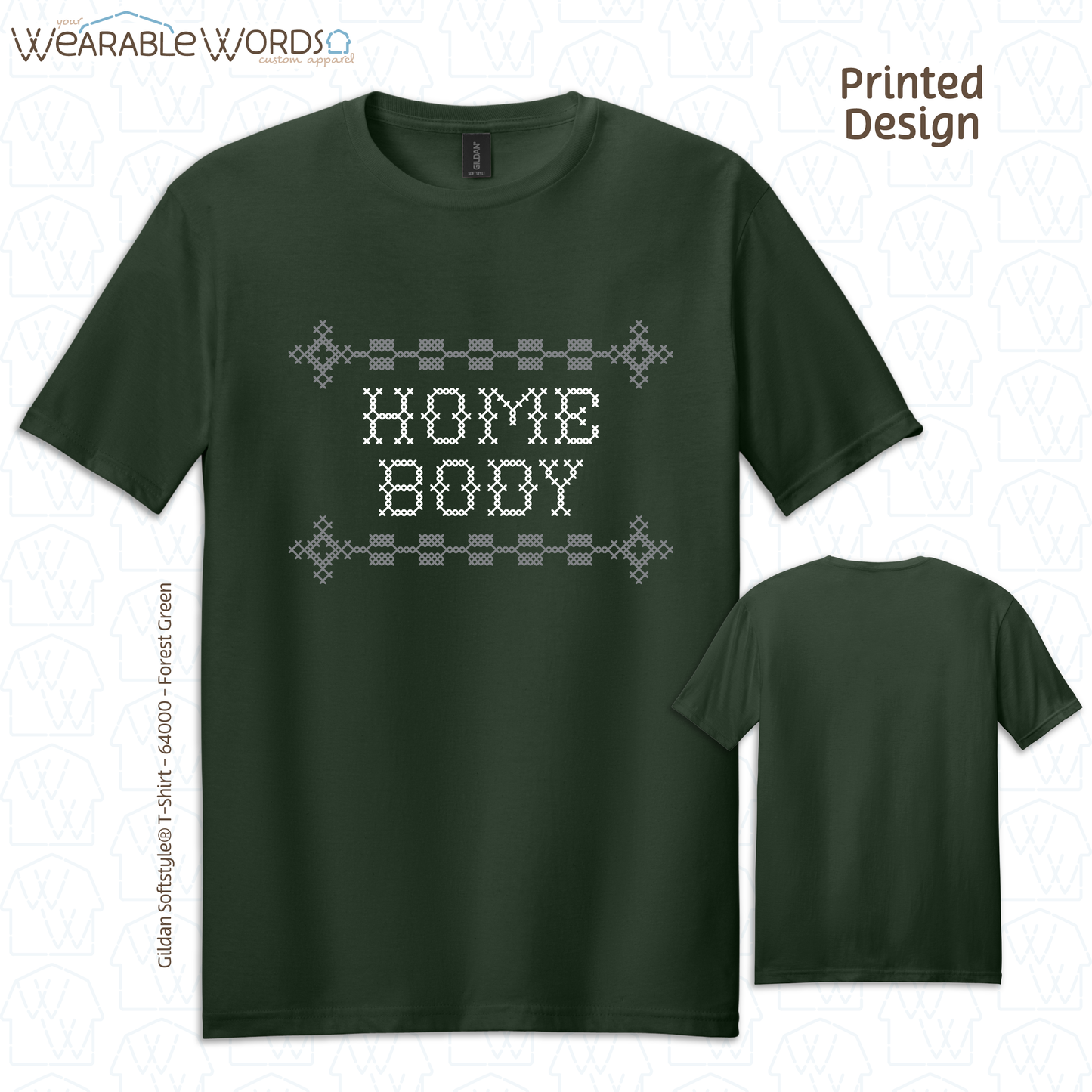 Homebody Graphic Tee | Cross Stitch Sewn Pattern Print | Unisex T-Shirt