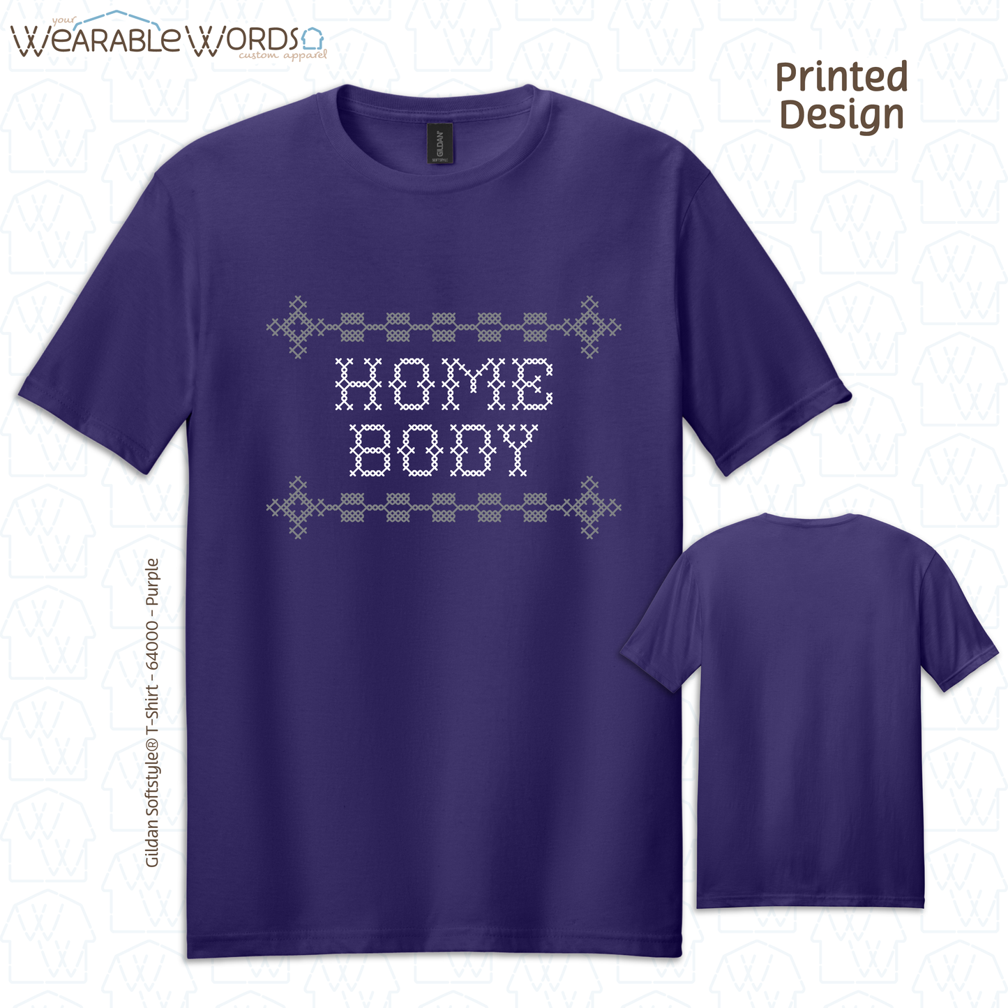 Homebody Graphic Tee | Cross Stitch Sewn Pattern Print | Unisex T-Shirt