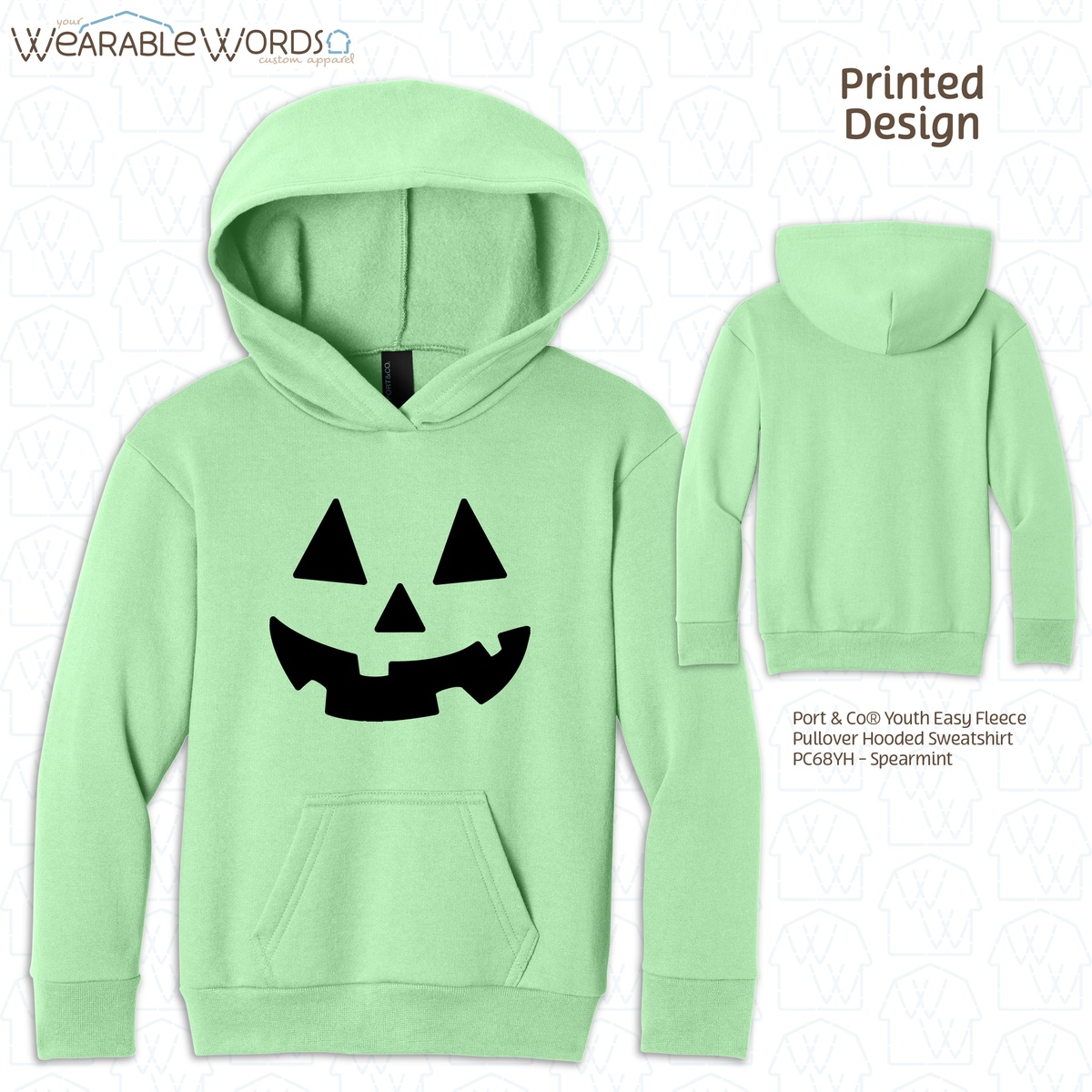 Jack-O-Lantern Kids Graphic Hoodie | Colorful Fun Halloween Fall Pumpkin Carving Children's Print | Unisex Youth Sweatshirt