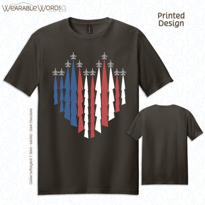 American Jets Graphic Tee | Red White Blue Jetstream Heart Print | Unisex T-Shirt