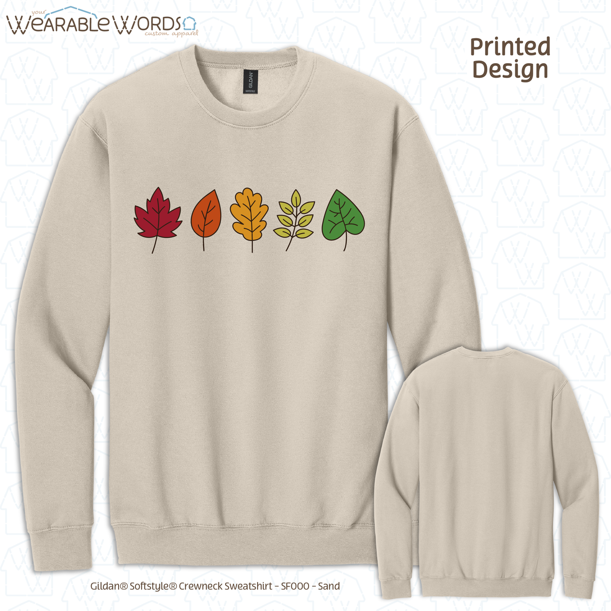 Fall Leaves Graphic Crewneck | Simple Colorful Autumn Changing Tree Leaf Print | Unisex Sweatshirt