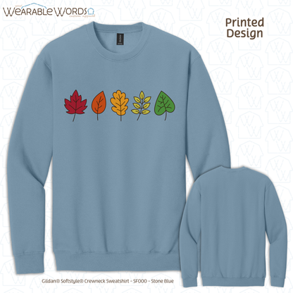 Fall Leaves Graphic Crewneck | Simple Colorful Autumn Changing Tree Leaf Print | Unisex Sweatshirt