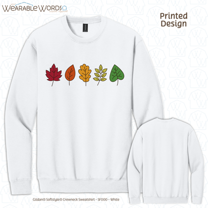 Fall Leaves Graphic Crewneck | Simple Colorful Autumn Changing Tree Leaf Print | Unisex Sweatshirt