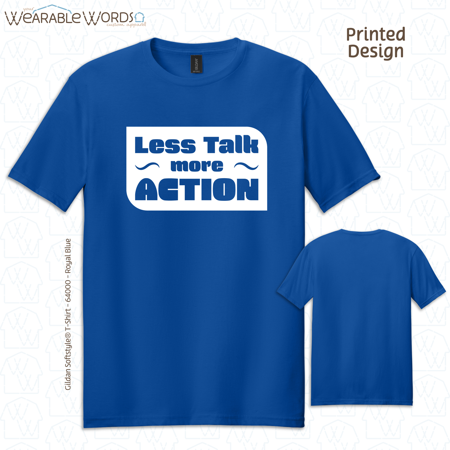 Less Talk More Action Graphic Tee | Simple Motivational Inspiring Print | Unisex T-Shirt