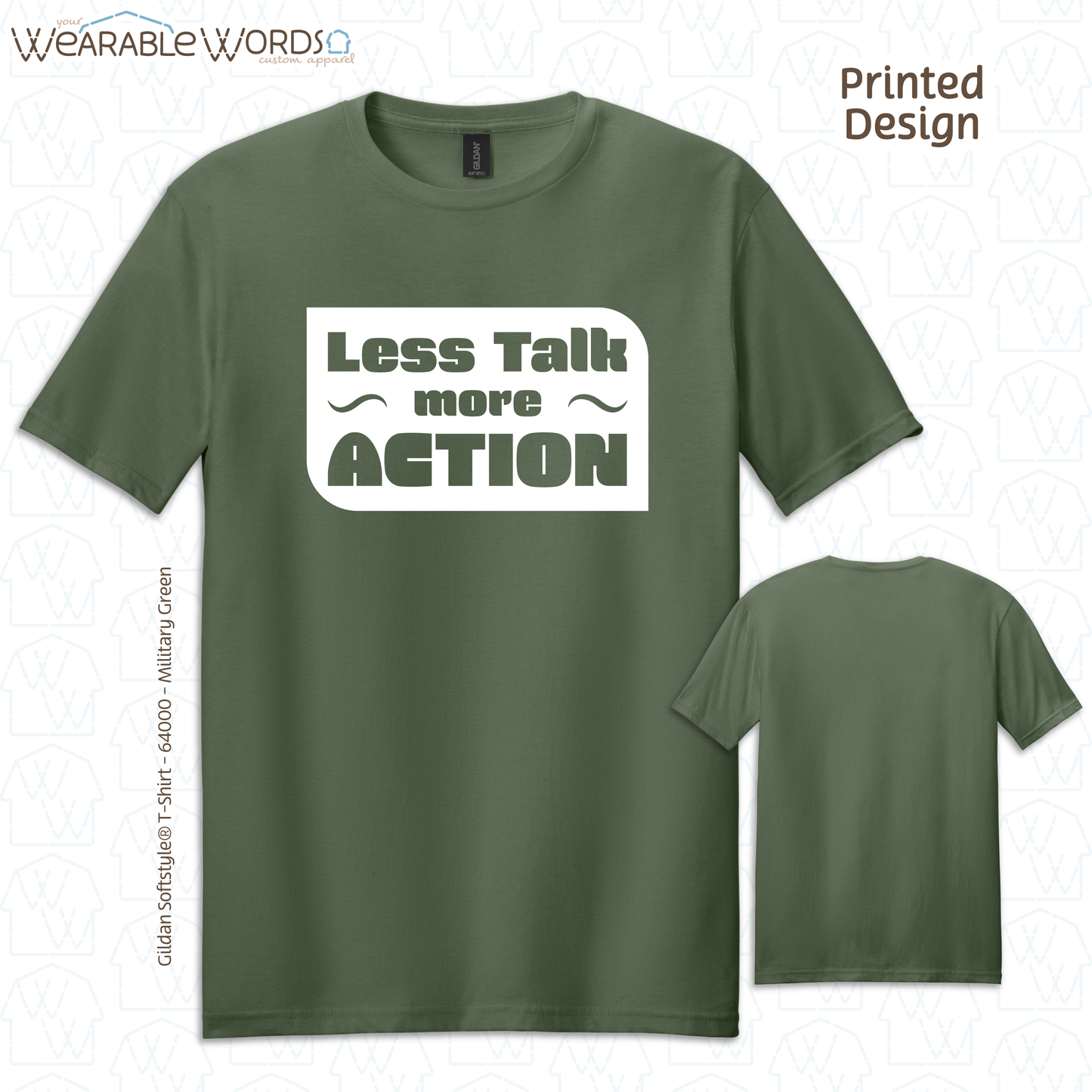Less Talk More Action Graphic Tee | Simple Motivational Inspiring Print | Unisex T-Shirt