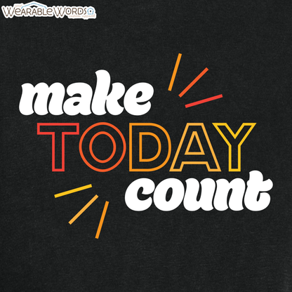 Make Today Count Graphic Tee | Red Orange Yellow Motivational Sunshine Print | Women's Boxy T-Shirt