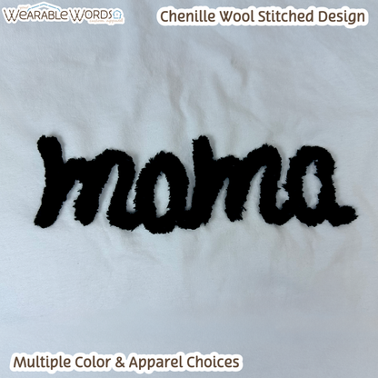 Mama Chenille Wool Black Embroidered Tee | Pink, White, Grey, or Tan T-Shirt