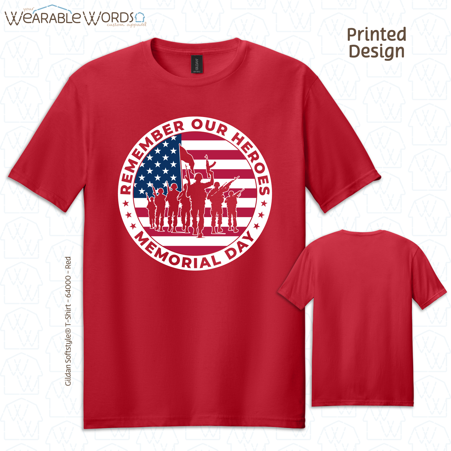 Remember Our Heroes Memorial Day Graphic Tee | American Flag Military Soldiers Circle Print | Unisex T-Shirt