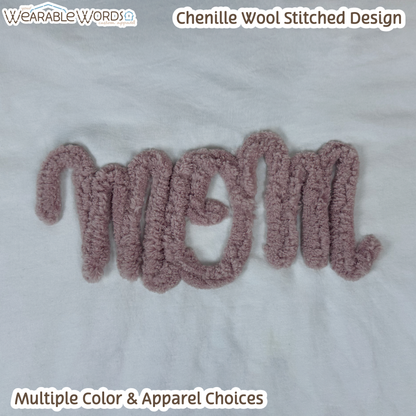 Mom Chenille Wool Rose Embroidered Crewneck | White, Tan, or Black Sweatshirt