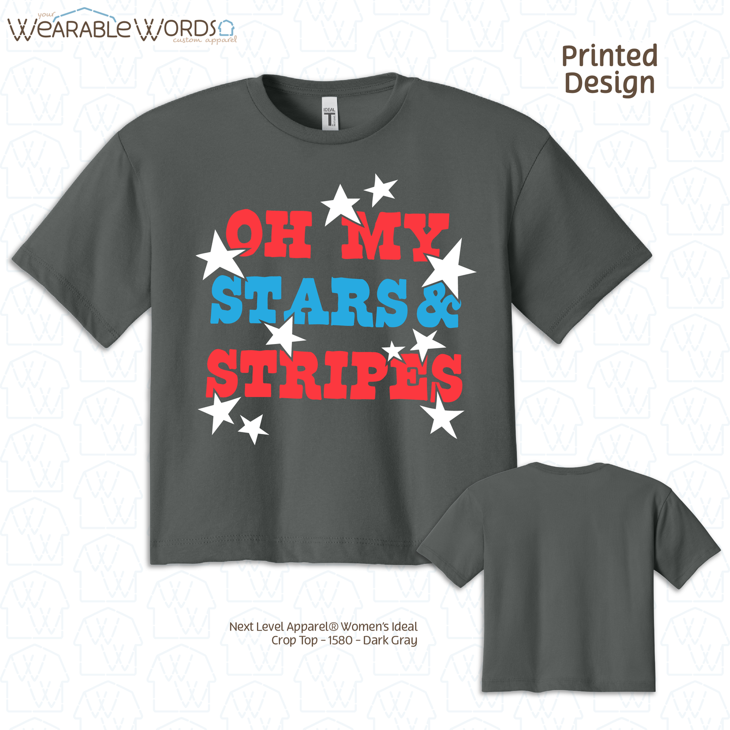 Oh My Stars And Stripes Cropped Graphic Tee | Fun Red White & Blue Print | Women's Crop Top