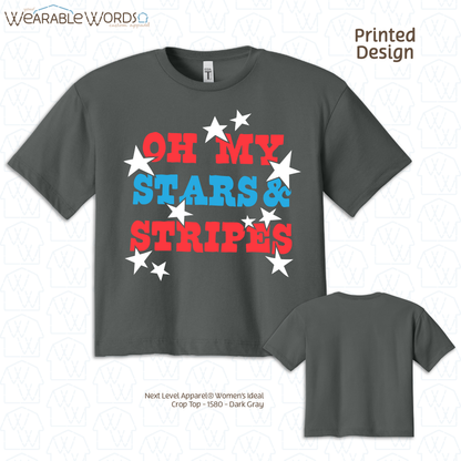 Oh My Stars And Stripes Cropped Graphic Tee | Fun Red White & Blue Print | Women's Crop Top