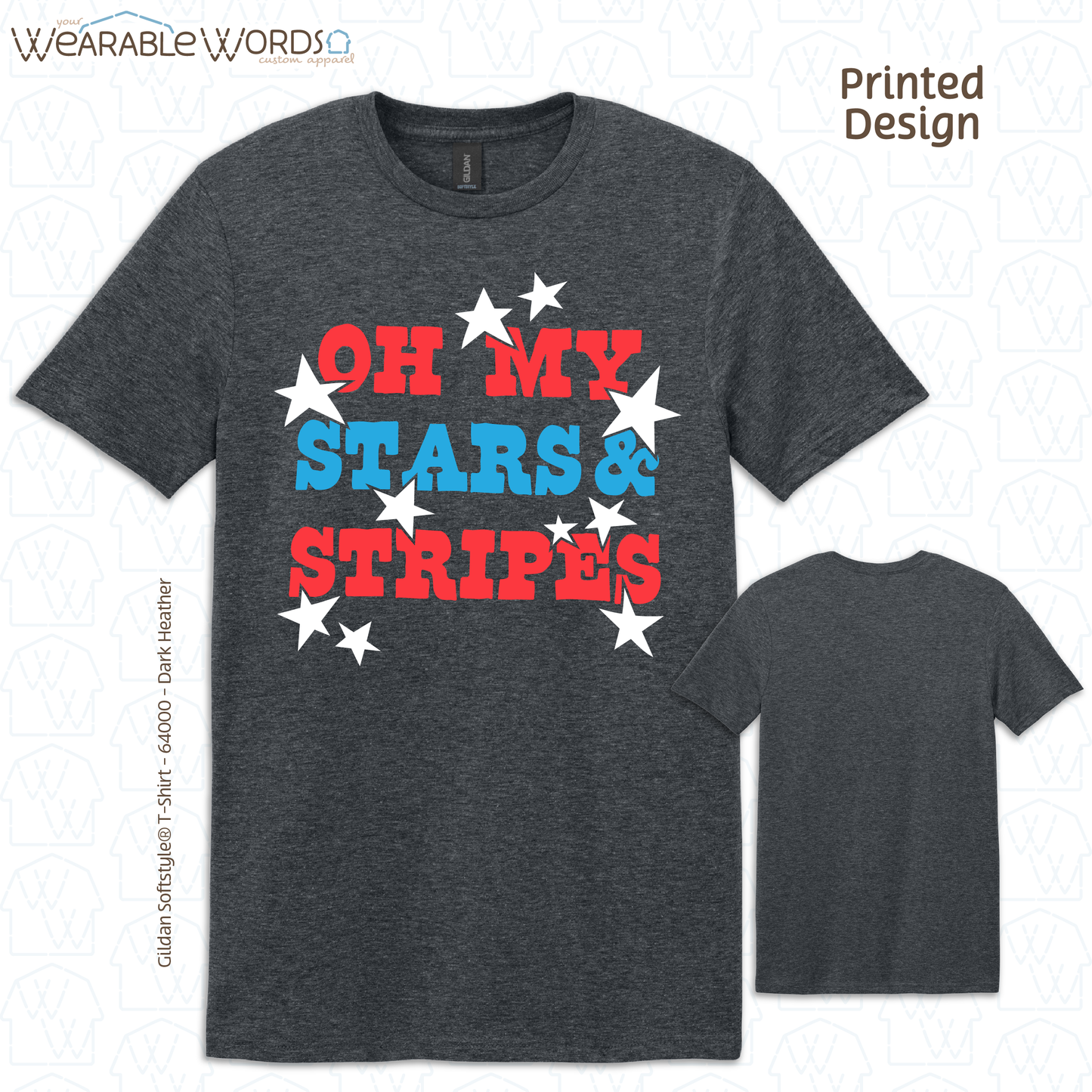 Oh My Stars And Stripes Graphic Tee | Fun Red White & Blue Print | Unisex T-Shirt