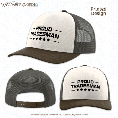 Proud Tradesman Graphic Hat | Trades Worker Blue Collar Stars Print | Unisex Mesh Snapback