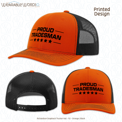 Proud Tradesman Graphic Hat | Trades Worker Blue Collar Stars Print | Unisex Mesh Snapback