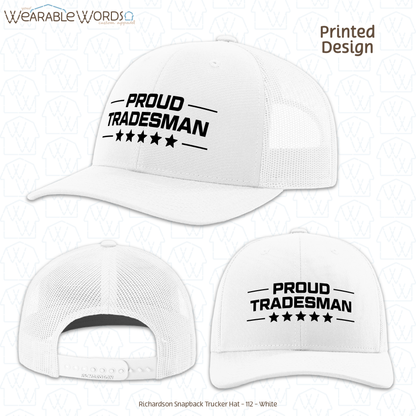 Proud Tradesman Graphic Hat | Trades Worker Blue Collar Stars Print | Unisex Mesh Snapback