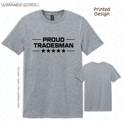 Proud Tradesman Graphic Tee | Trades Worker Blue Collar Stars Print | Unisex T-Shirt
