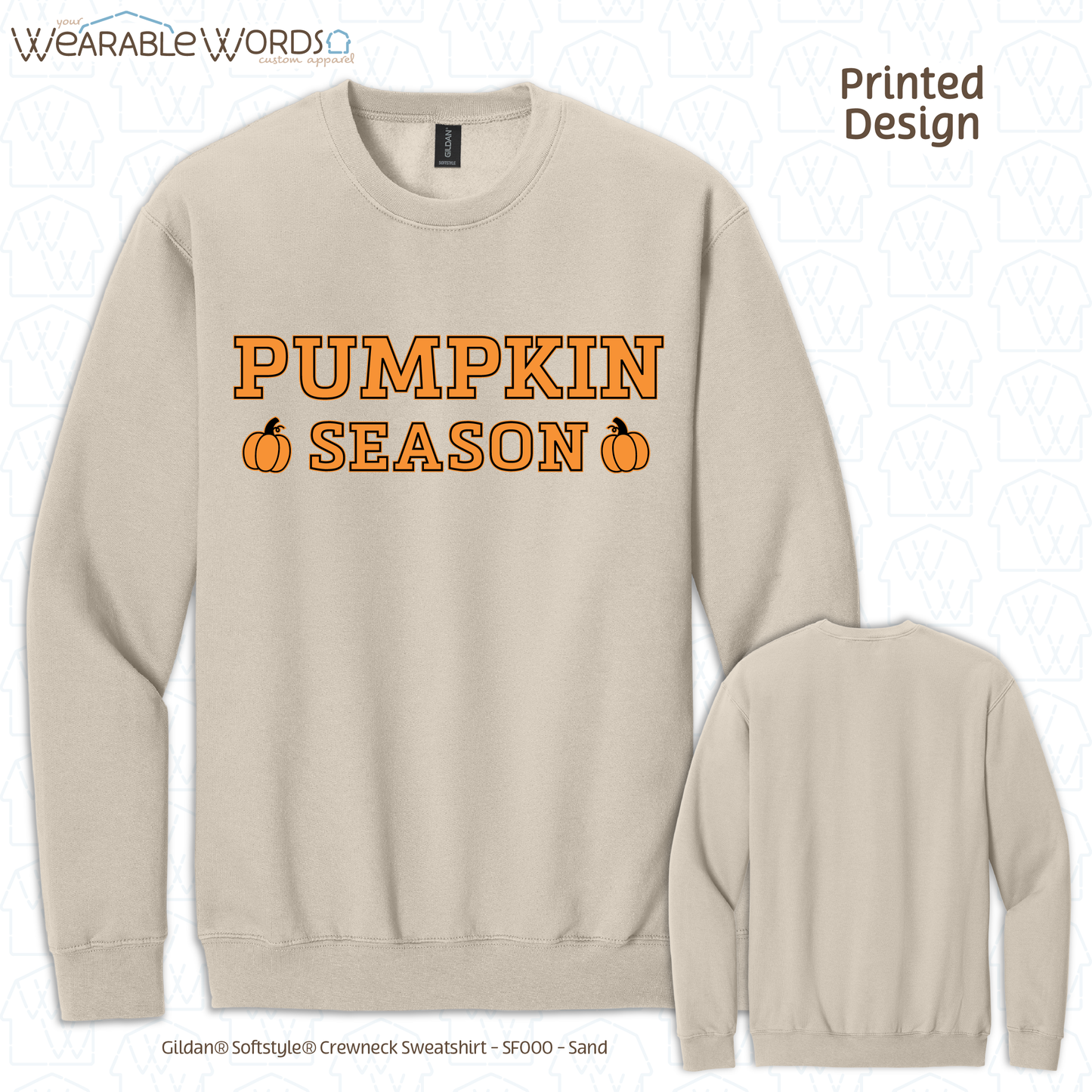 Pumpkin Season Graphic Crewneck | Orange Black Girly Fall Autumn Print | Unisex Sweatshirt