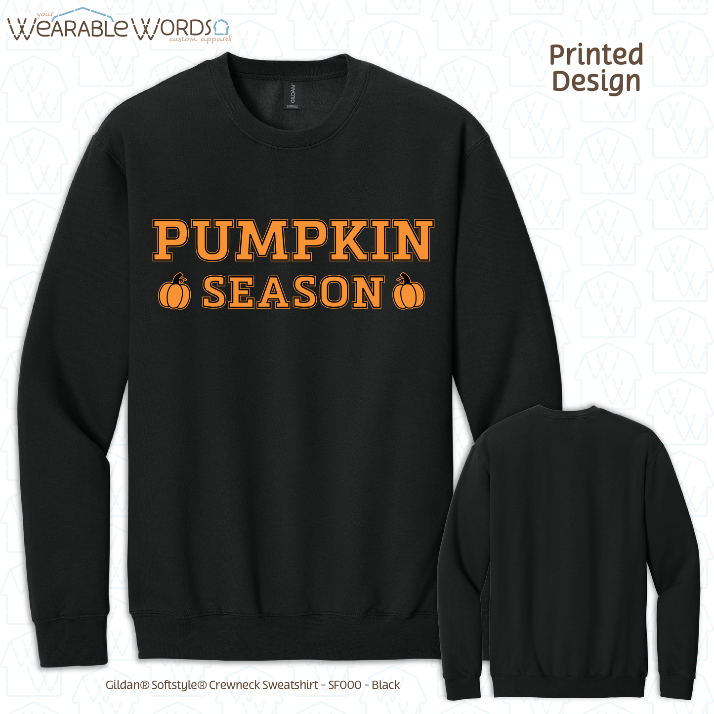 Pumpkin Season Graphic Crewneck | Orange Black Girly Fall Autumn Print | Unisex Sweatshirt