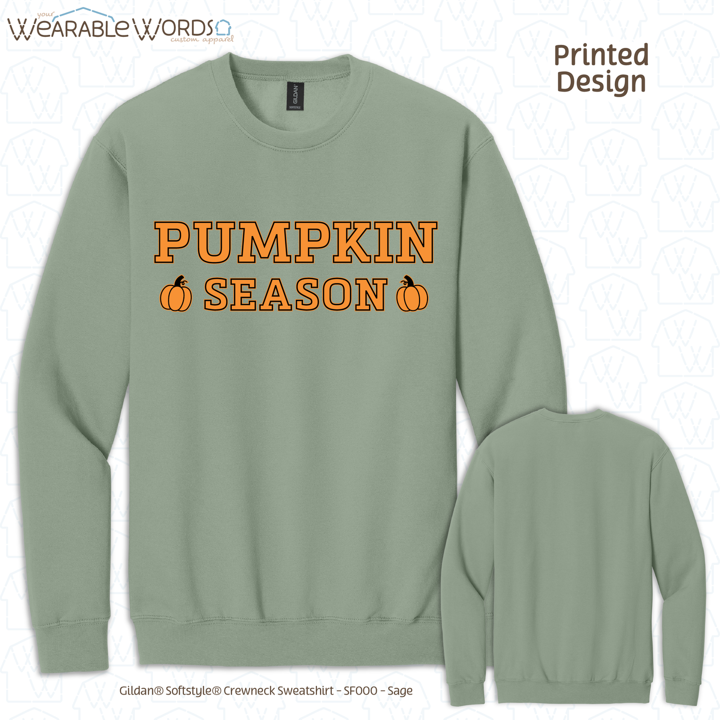 Pumpkin Season Graphic Crewneck | Orange Black Girly Fall Autumn Print | Unisex Sweatshirt